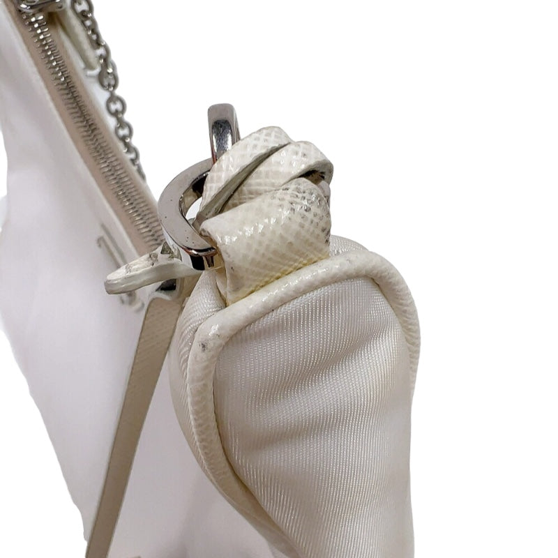 プラダ PRADA Re-Edition 2005 バッグ 1BH204 ホワイト　シルバー金具 ナイロン レディース ショルダーバッグ