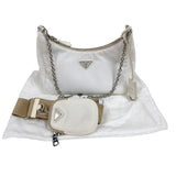 プラダ PRADA Re-Edition 2005 バッグ 1BH204 ホワイト　シルバー金具 ナイロン レディース ショルダーバッグ