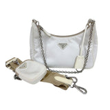 プラダ PRADA Re-Edition 2005 バッグ 1BH204 ホワイト　シルバー金具 ナイロン レディース ショルダーバッグ