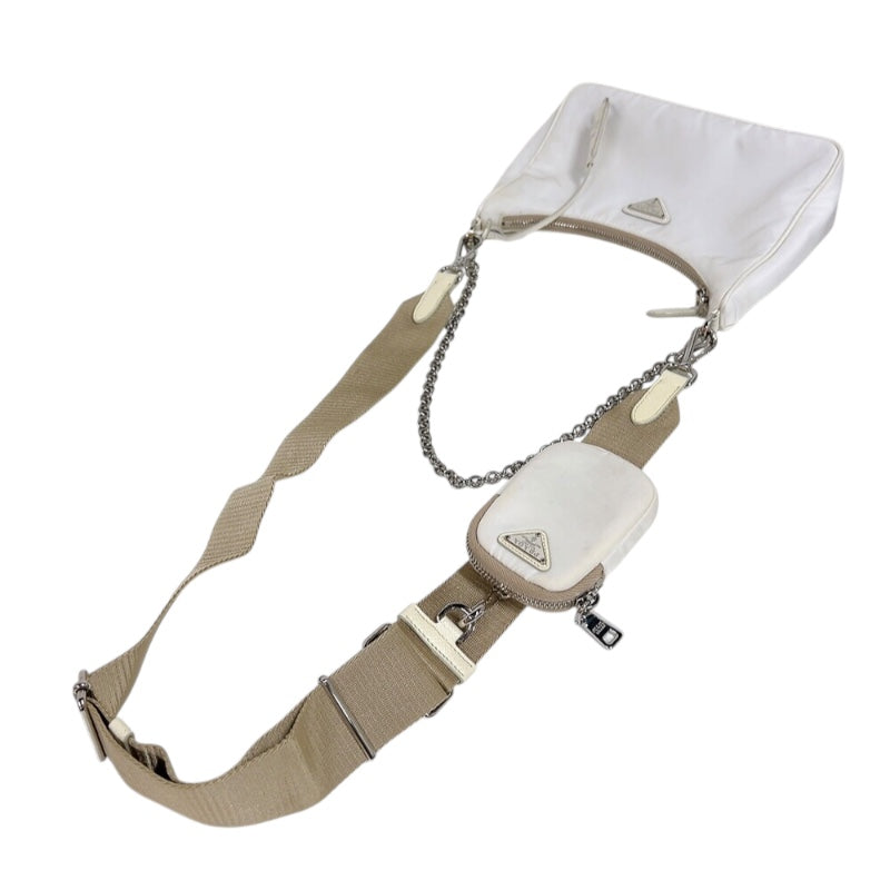 プラダ PRADA Re-Edition 2005 バッグ 1BH204 ホワイト　シルバー金具 ナイロン レディース ショルダーバッグ