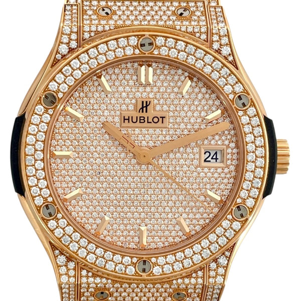 ウブロ HUBLOT クラシックフュージョン キングゴールド ブレスレット フルパヴェ 511.OX.9010.OX.3704 K18PG 自動巻き メンズ 腕時計