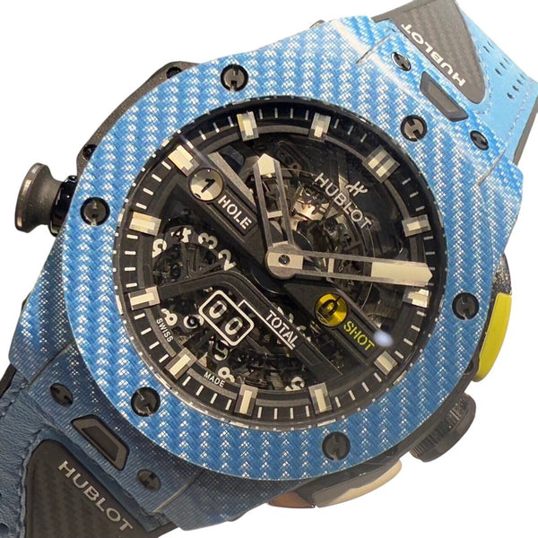 ウブロ HUBLOT ビッグ・バン ウニコ ゴルフ スカイブルー カーボン 416.YE.1120.VR カーボンファイバー/ブルーテキサリウム/ラバーベルト 自動巻き メンズ 腕時計