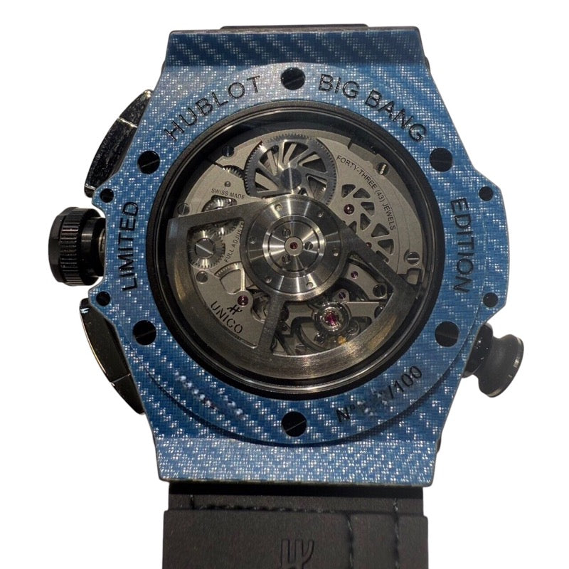 ウブロ HUBLOT ビッグ・バン ウニコ ゴルフ スカイブルー カーボン 416.YE.1120.VR カーボンファイバー/ブルーテキサリウム/ラバーベルト 自動巻き メンズ 腕時計