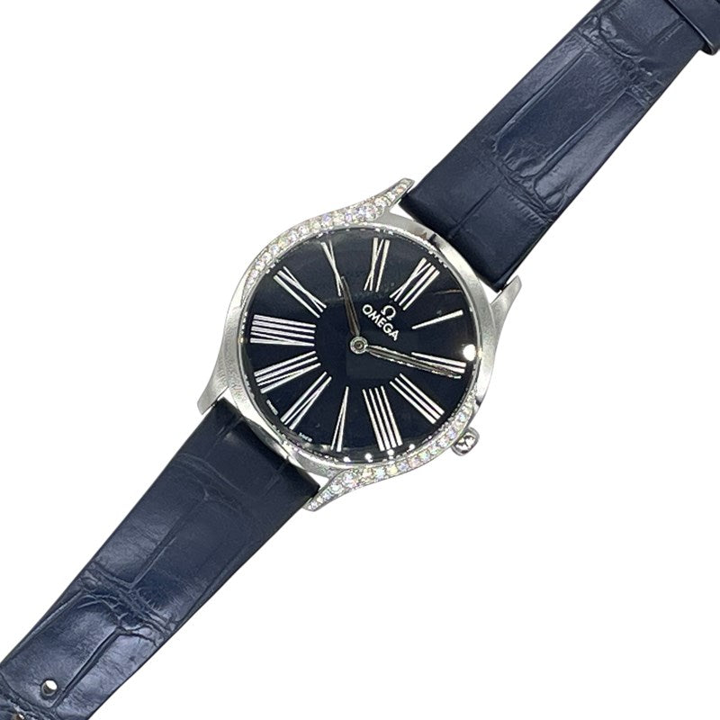 オメガ OMEGA デビル トレゾア 428.18.36.60.03.001 ブルー SS/クロコレザーベルト クオーツ レディース 腕時計