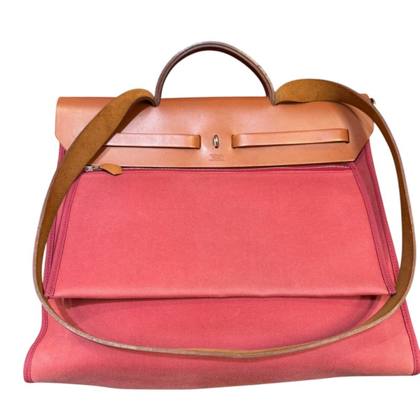 エルメス HERMES エールバッグジップMM □O刻印 ヴォワドゥローズ　シルバー金具  トワル レディース ショルダーバッグ