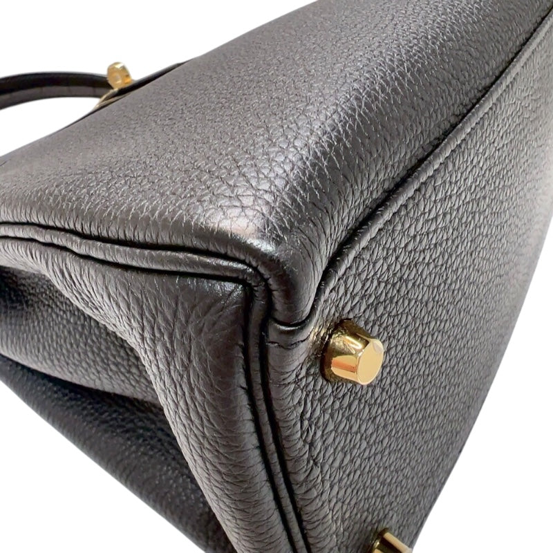 エルメス HERMES ケリータッチ28 C刻印　(2018年製) ブラック ゴールド金具 トゴ/アリゲーター レディース ハンドバッグ