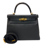 エルメス HERMES ケリータッチ28 C刻印　(2018年製) ブラック ゴールド金具 トゴ/アリゲーター レディース ハンドバッグ