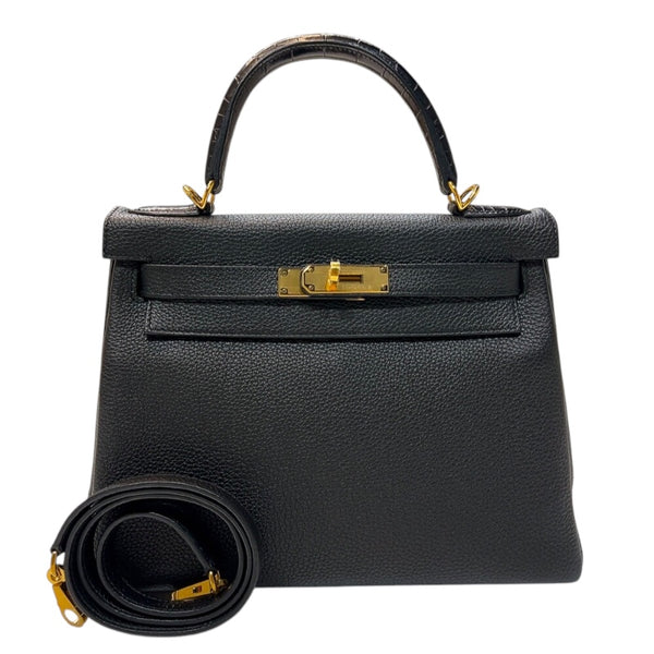 エルメス HERMES ケリータッチ28 C刻印　(2018年製) ブラック ゴールド金具 トゴ/アリゲーター レディース ハンドバッグ