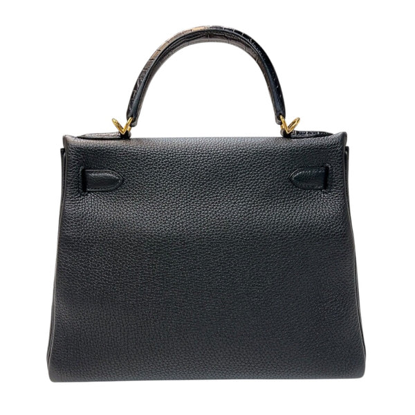 エルメス HERMES ケリータッチ28 C刻印　(2018年製) ブラック ゴールド金具 トゴ/アリゲーター レディース ハンドバッグ