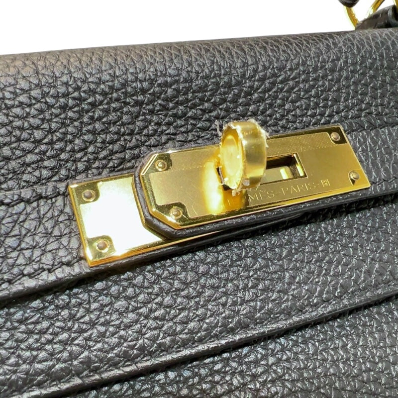 エルメス HERMES ケリータッチ28 C刻印　(2018年製) ブラック ゴールド金具 トゴ/アリゲーター レディース ハンドバッグ