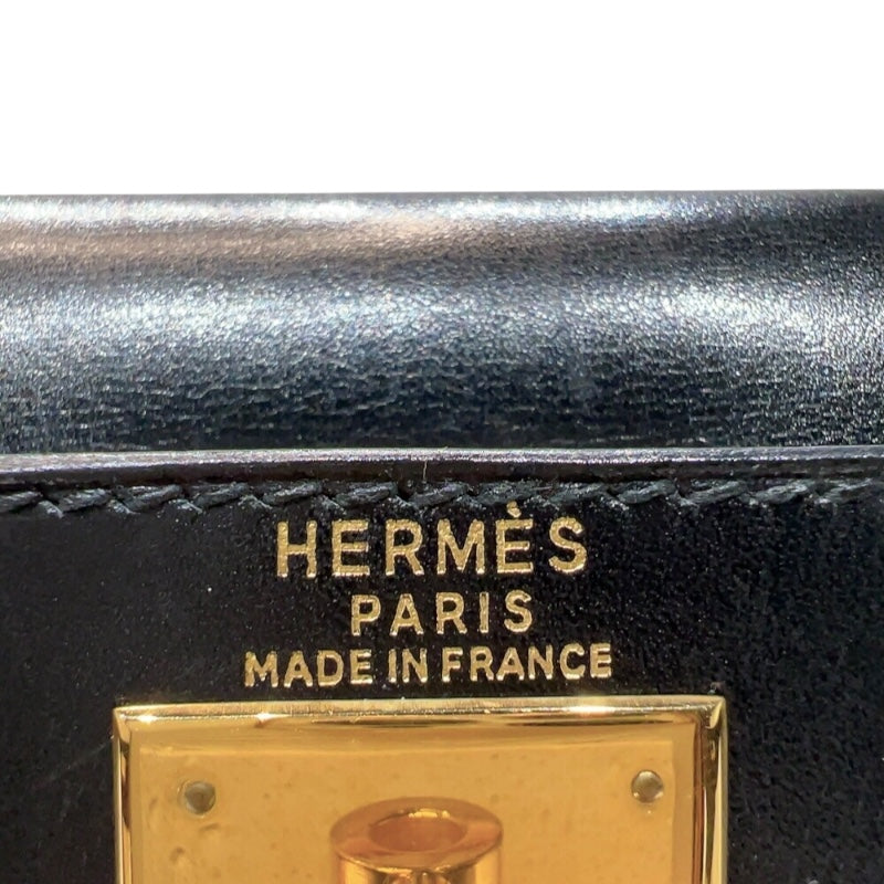 エルメス HERMES ケリー28　外縫い 〇Y刻印　(1995年製) ブラック ゴールド金具 ボックスカーフ レディース ハンドバッグ
