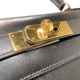 エルメス HERMES ケリー28　外縫い 〇Y刻印　(1995年製) ブラック ゴールド金具 ボックスカーフ レディース ハンドバッグ
