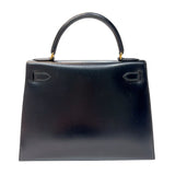 エルメス HERMES ケリー28　外縫い 〇Y刻印　(1995年製) ブラック ゴールド金具 ボックスカーフ レディース ハンドバッグ