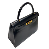 エルメス HERMES ケリー28　外縫い 〇Y刻印　(1995年製) ブラック ゴールド金具 ボックスカーフ レディース ハンドバッグ