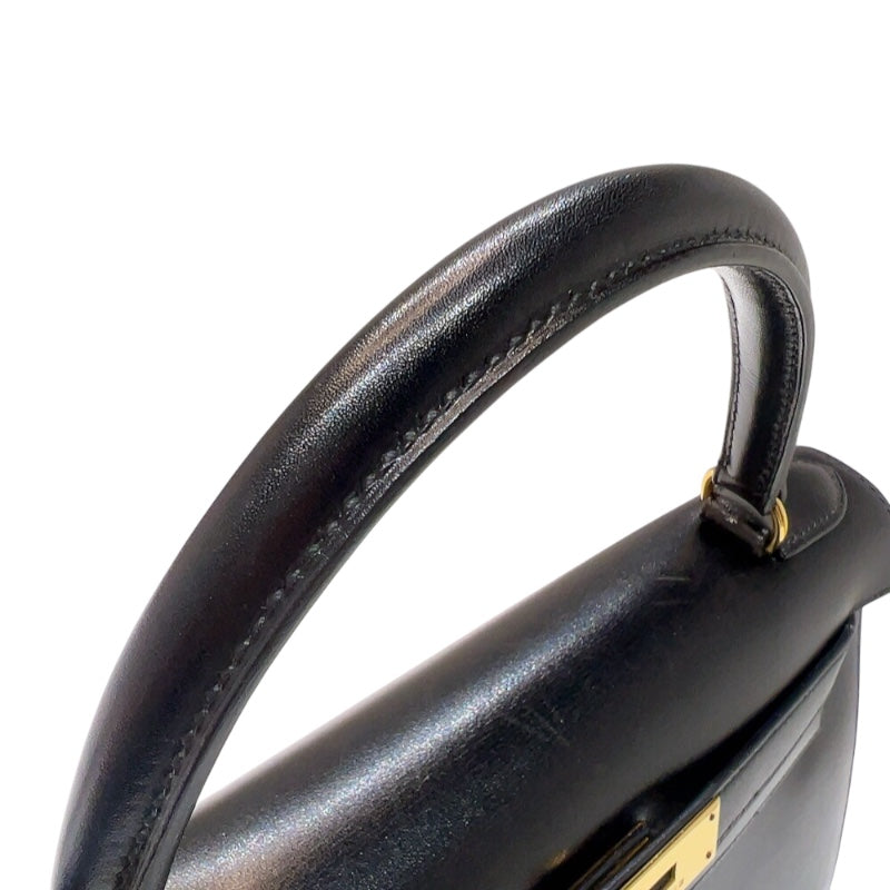 エルメス HERMES ケリー28　外縫い 〇Y刻印　(1995年製) ブラック ゴールド金具 ボックスカーフ レディース ハンドバッグ