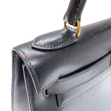 エルメス HERMES ケリー28　外縫い 〇Y刻印　(1995年製) ブラック ゴールド金具 ボックスカーフ レディース ハンドバッグ