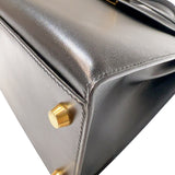 エルメス HERMES ケリー32 □F刻印　(2002年製) ブラック ゴールド金具 ボックスカーフ レディース ハンドバッグ