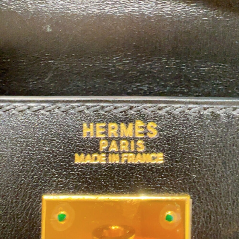 エルメス HERMES ケリー32 □F刻印　(2002年製) ブラック ゴールド金具 ボックスカーフ レディース ハンドバッグ