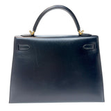 エルメス HERMES ケリー32 □F刻印　(2002年製) ブラック ゴールド金具 ボックスカーフ レディース ハンドバッグ