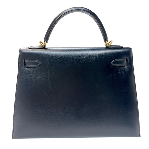 エルメス HERMES ケリー32 □F刻印　(2002年製) ブラック ゴールド金具 ボックスカーフ レディース ハンドバッグ