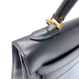 エルメス HERMES ケリー32 □F刻印　(2002年製) ブラック ゴールド金具 ボックスカーフ レディース ハンドバッグ