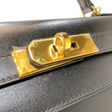 エルメス HERMES ケリー32 □F刻印　(2002年製) ブラック ゴールド金具 ボックスカーフ レディース ハンドバッグ