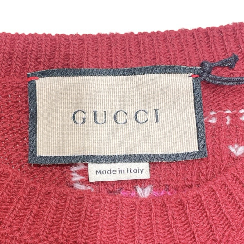 グッチ GUCCI フラワー刺繡パフスリーブニットセーター M 564326 ボルドー ウール レディース セーター