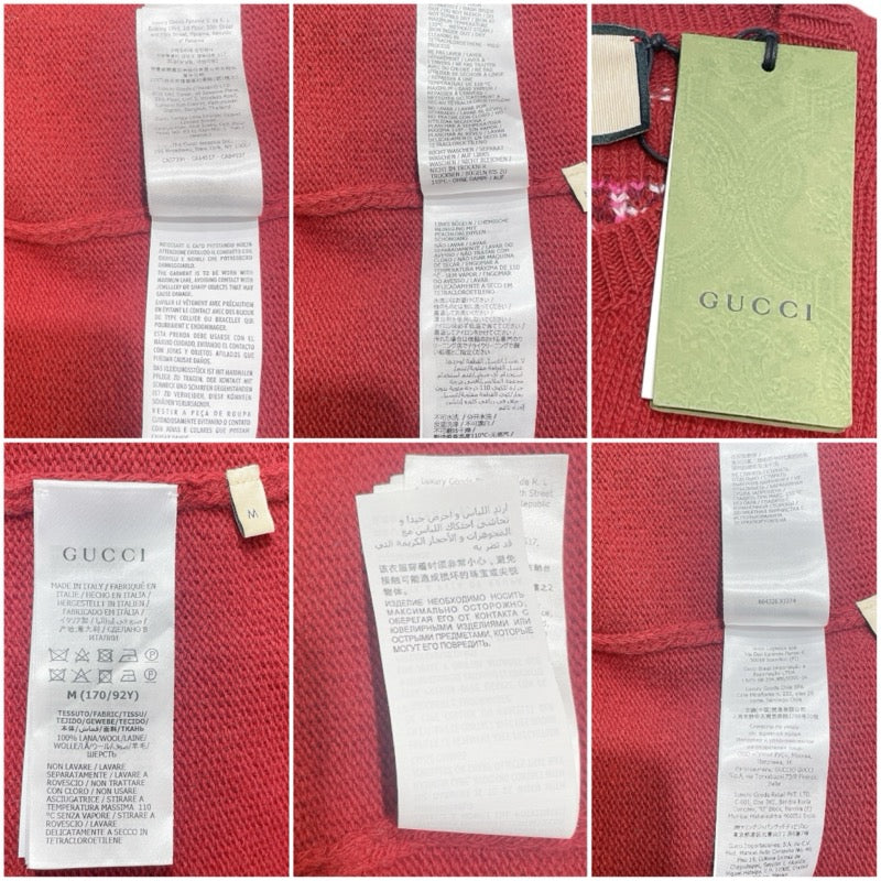 グッチ GUCCI フラワー刺繡パフスリーブニットセーター M 564326 ボルドー ウール レディース セーター