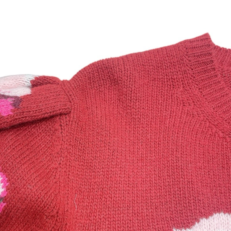 グッチ GUCCI フラワー刺繡パフスリーブニットセーター M 564326 ボルドー ウール レディース セーター