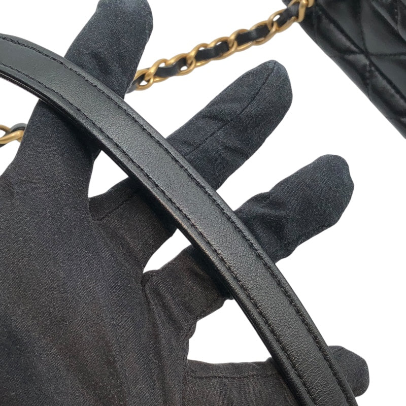 シャネル CHANEL マトラッセチェーンショルダーバック ブラック ゴールド金具 ラム レディース ハンドバッグ