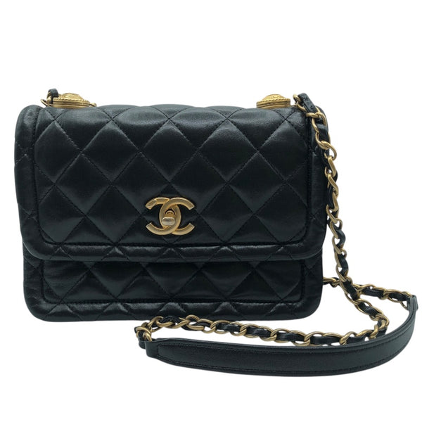 シャネル CHANEL マトラッセチェーンショルダーバック ブラック ゴールド金具 ラム レディース ハンドバッグ