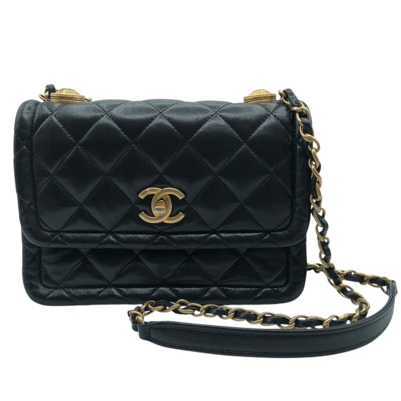 シャネル CHANEL マトラッセチェーンショルダーバック ブラック ゴールド金具 ラム レディース ハンドバッグ