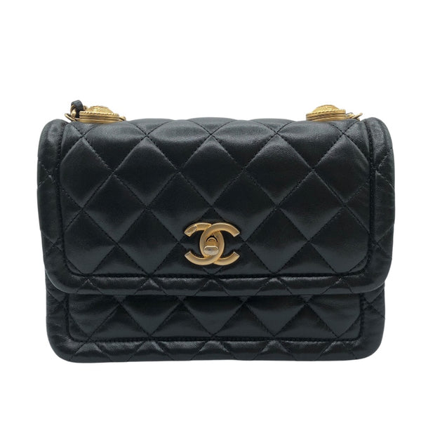 シャネル CHANEL マトラッセチェーンショルダーバック ブラック ゴールド金具 ラム レディース ハンドバッグ
