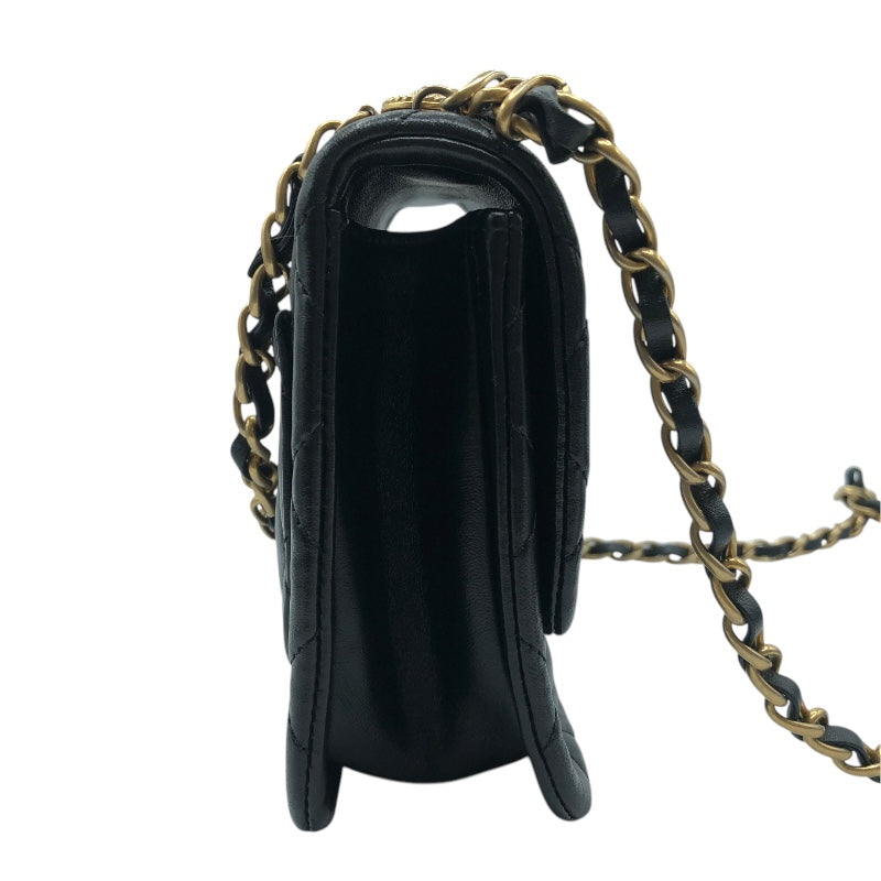 シャネル CHANEL マトラッセチェーンショルダーバック ブラック ゴールド金具 ラム レディース ハンドバッグ
