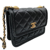 シャネル CHANEL マトラッセチェーンショルダーバック ブラック ゴールド金具 ラム レディース ハンドバッグ