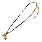 シャネル CHANEL ローラースケート　ネックレス ゴールド/ブラック メタル/レザー アクセサリー