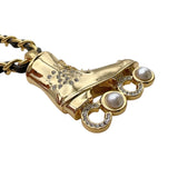シャネル CHANEL ローラースケート　ネックレス ゴールド/ブラック メタル/レザー アクセサリー