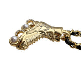 シャネル CHANEL ローラースケート　ネックレス ゴールド/ブラック メタル/レザー アクセサリー