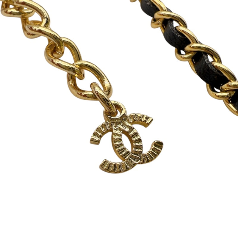 シャネル CHANEL ローラースケート　ネックレス ゴールド/ブラック メタル/レザー アクセサリー