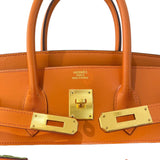 エルメス HERMES バーキン35 ▢H刻 オレンジ/GD金具 ボックスカーフ・ヴィブラート レディース ハンドバッグ
