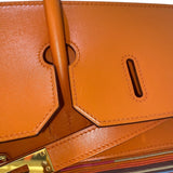 エルメス HERMES バーキン35 ▢H刻 オレンジ/GD金具 ボックスカーフ・ヴィブラート レディース ハンドバッグ