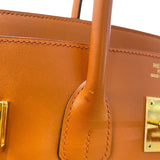 エルメス HERMES バーキン35 ▢H刻 オレンジ/GD金具 ボックスカーフ・ヴィブラート レディース ハンドバッグ