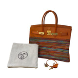 エルメス HERMES バーキン35 ▢H刻 オレンジ/GD金具 ボックスカーフ・ヴィブラート レディース ハンドバッグ