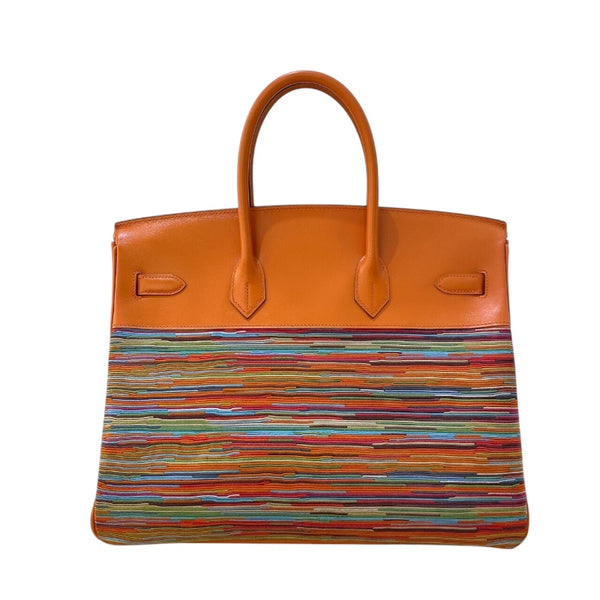 エルメス HERMES バーキン35 ▢H刻 オレンジ/GD金具 ボックスカーフ・ヴィブラート レディース ハンドバッグ