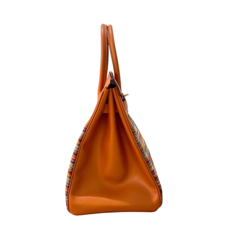 エルメス HERMES バーキン35 ▢H刻 オレンジ/GD金具 ボックスカーフ・ヴィブラート レディース ハンドバッグ