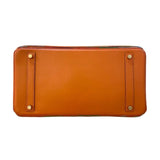 エルメス HERMES バーキン35 ▢H刻 オレンジ/GD金具 ボックスカーフ・ヴィブラート レディース ハンドバッグ