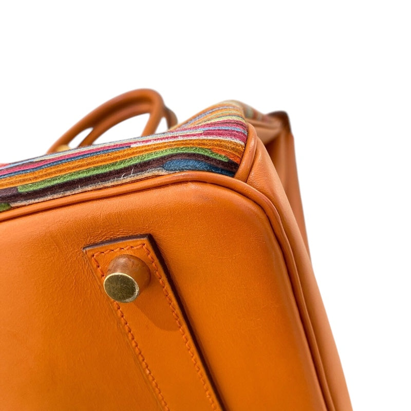 エルメス HERMES バーキン35 ▢H刻 オレンジ/GD金具 ボックスカーフ・ヴィブラート レディース ハンドバッグ