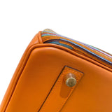 エルメス HERMES バーキン35 ▢H刻 オレンジ/GD金具 ボックスカーフ・ヴィブラート レディース ハンドバッグ