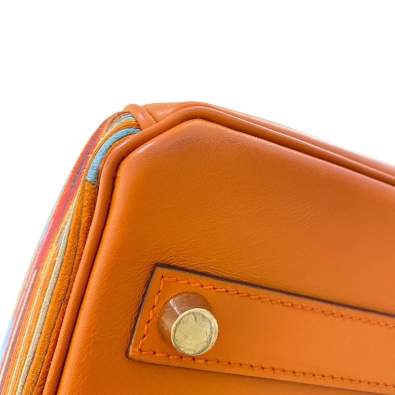 エルメス HERMES バーキン35 ▢H刻 オレンジ/GD金具 ボックスカーフ・ヴィブラート レディース ハンドバッグ