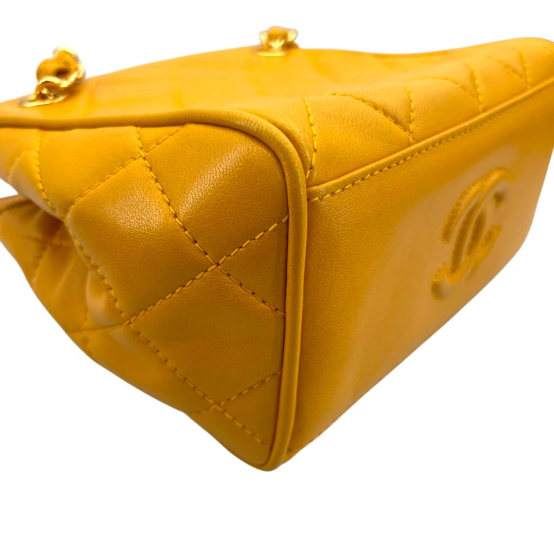 シャネル CHANEL マトラッセ チェーンミニハンドバッグ イエロー GD金具 ラムスキン レディース ハンドバッグ
